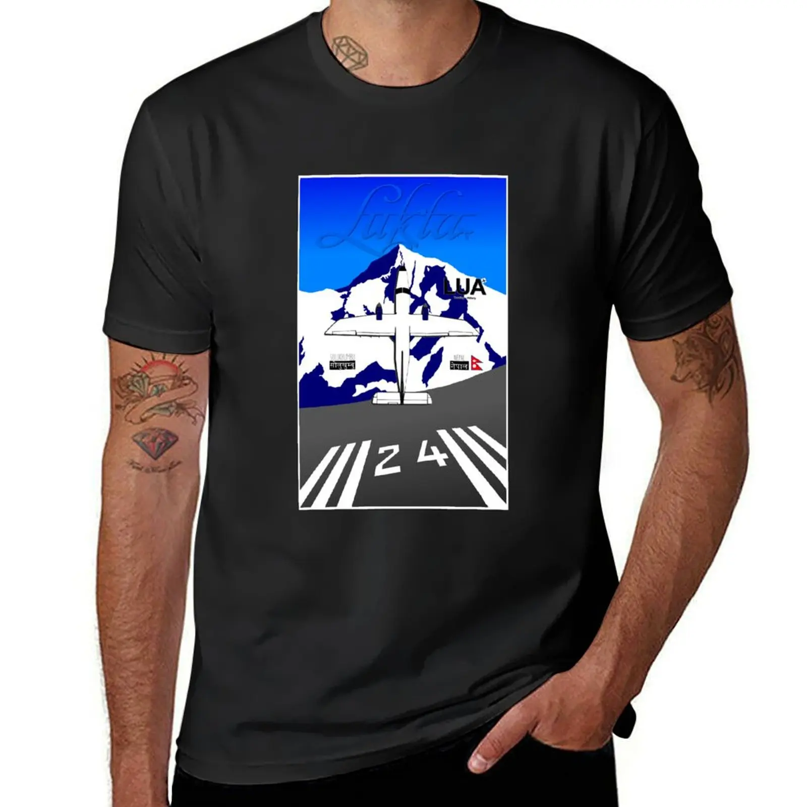 Lukla Tenzing Hillary Airport Nepal T-Shirt customs design your own blacks quick-drying funny t shirts for men