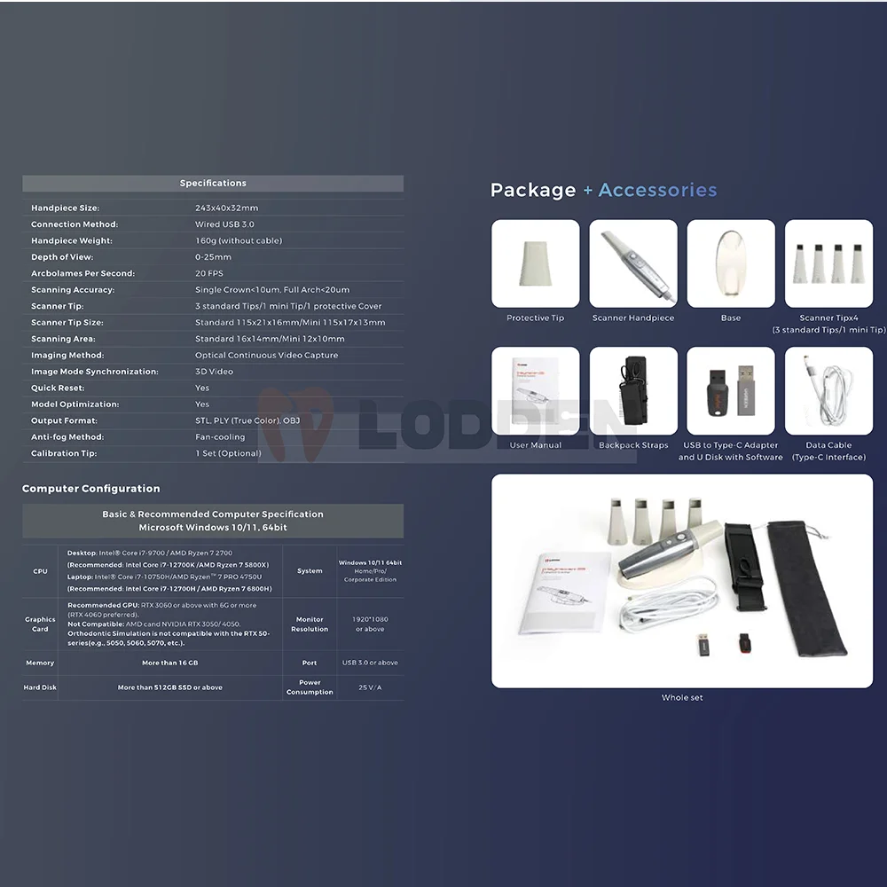 LODDEN 3D Intraoralscanner Heyinscan S5 Digitale Dental-Oralkamera CAD CAM Abformgerät für Zahnkliniken und Labore – Detail 9