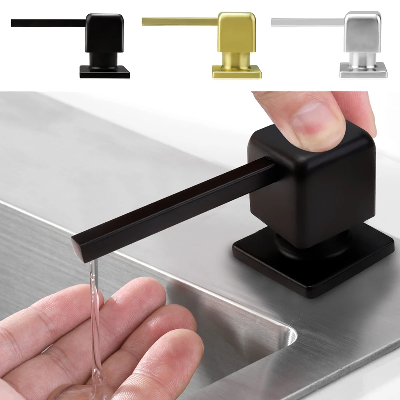 

500 мл встроенный насос, кухонная бутылка для жидкого мыла, дозатор мыла из нержавеющей стали, черный/золотой/серебристый, кухонная раковина, счетчик жидкости, насос