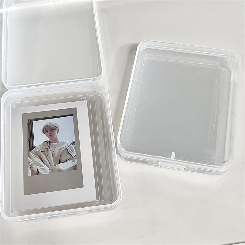 INS Small Plastic Storage Box Flip Storage Box Classification Box Card Holder Film Storage Box Transparent Sticker Stationery