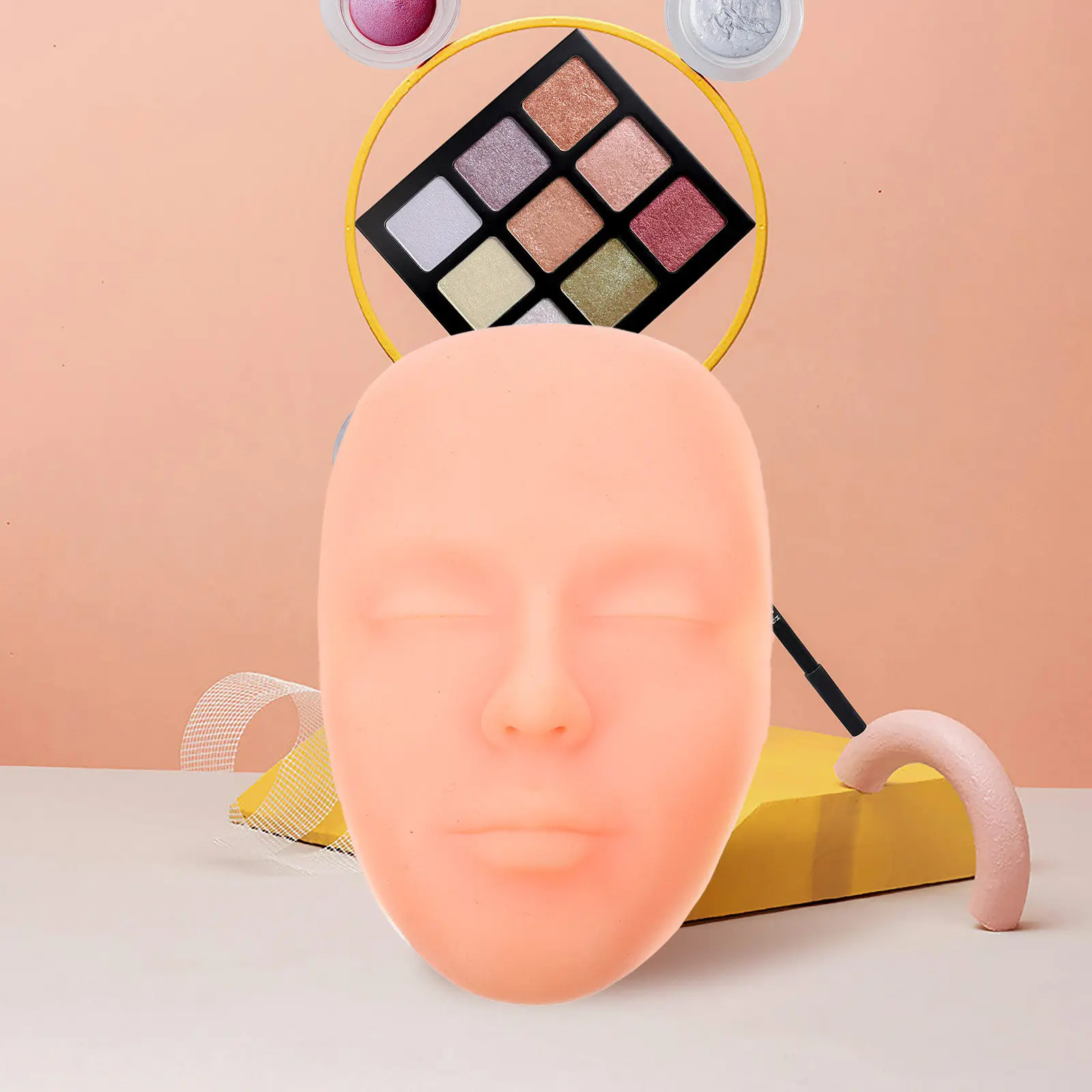

Silicone Face Tattoo Practice Tool Soft Realistic Skin Light Asian Tone Eyebrow Eyeliner Lip Makeup Training Board