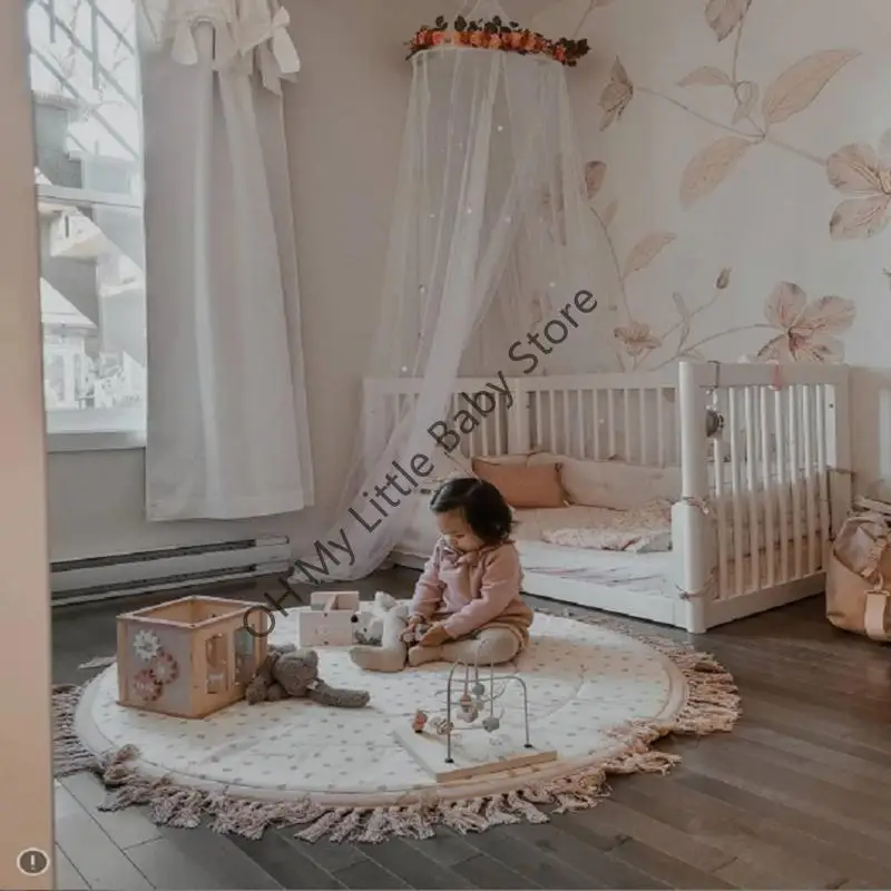 M76C سجادة أرضيات للأطفال من القطن الناعم للعب حصيرة البساط وسادة الزحف بطانية النشاط الأرضي وسادة ديكور غرفة الأطفال