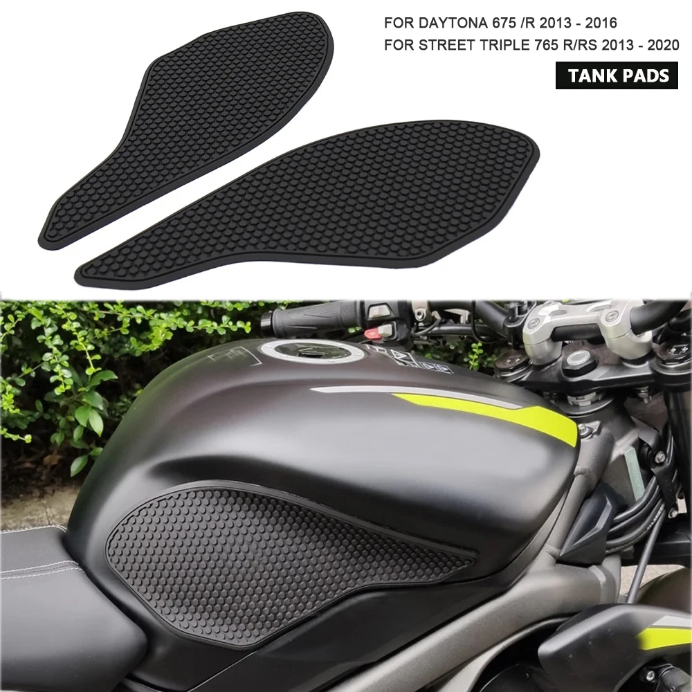 

Для Daytona 675/R Street Triple 765 R RS 2013-2020 мотоциклетные ручки на бак, водонепроницаемые резиновые нескользящие боковые наклейки на топливный бак