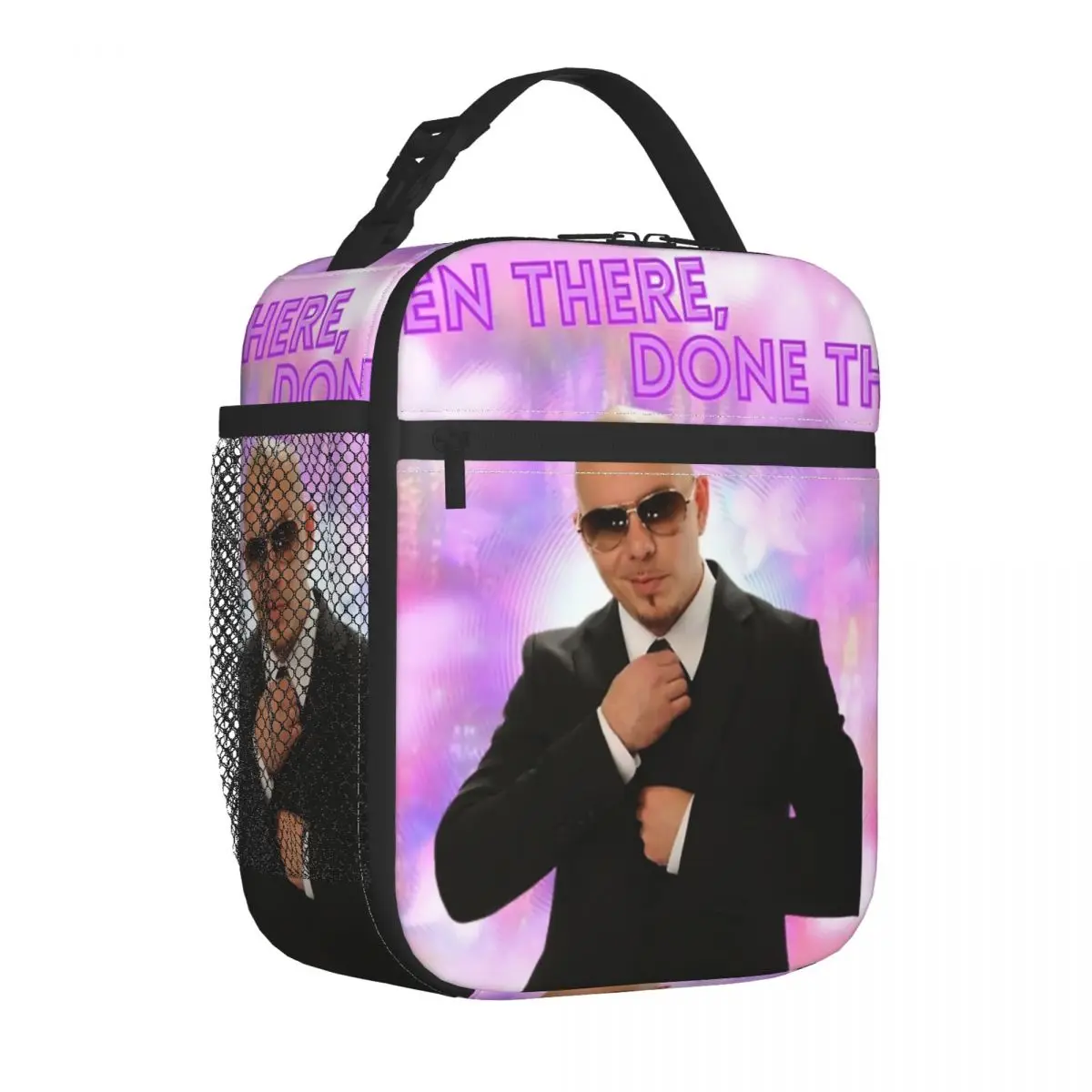 Mr World Pitbull Portable Lunch Box Women Multifunction American Rapper Singer Thermal Cooler Food Insulated Lunch Bag Children