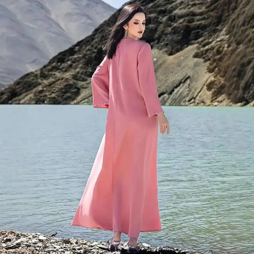 

Dresses Elegant Ba5226 Hand-sewn Evening Dress Abaya Long Dress Muslim Robe Robe Abaya Ramadan Dubai Luxury Islam Elegant
