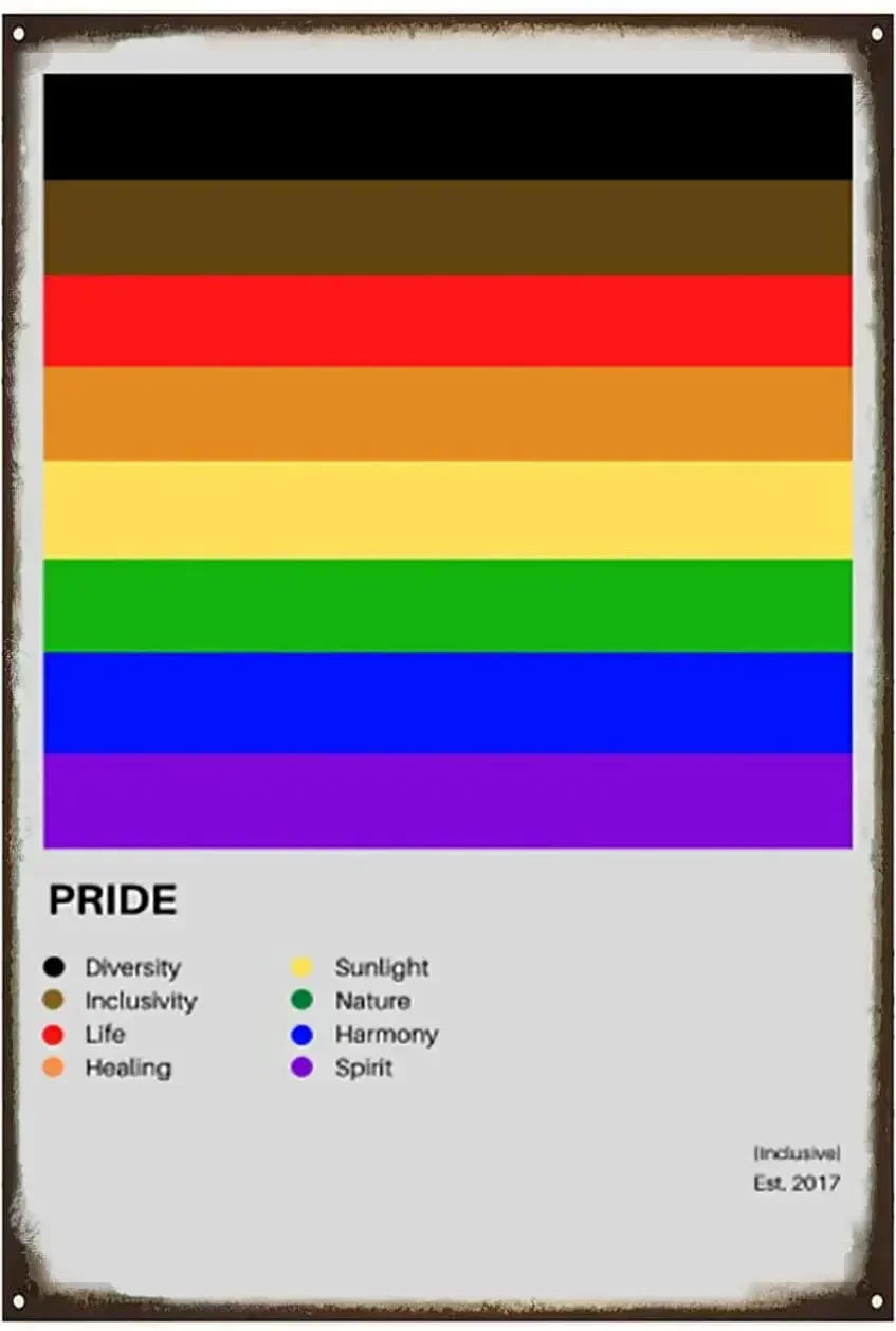 Vintage Metal Tin Sign Wall Decor - Home/Bathroom/Classroom/Office/Cafe/Bar Decor Art Tin Sign Inclusive Pride | LGBTQ | Prid