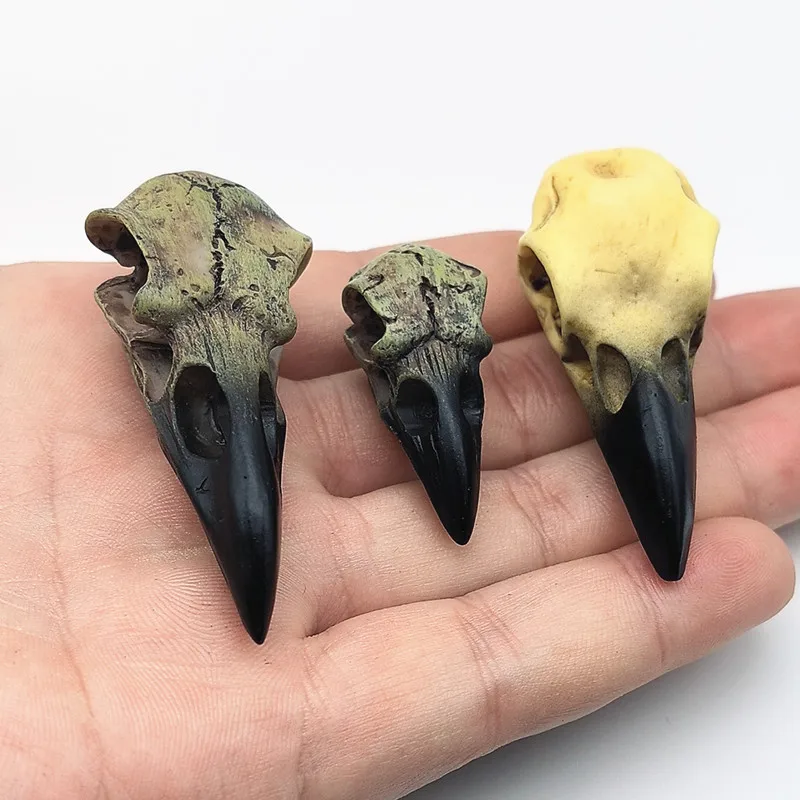 1Pcs 3Styles 3D Crow Skull Men's Necklace Pendant Magpie Gothic Halloween Gift Bird Skull Handcrafted Jewelry Accessories