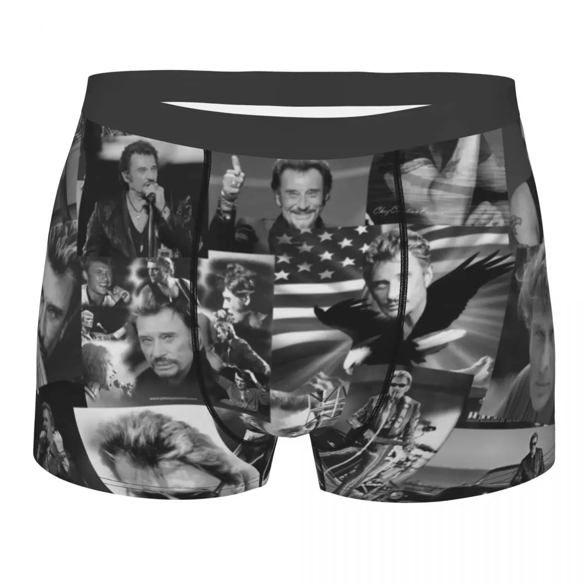 French Rock Singer Johnny Hallyday Underwear Men Sexy Printed Customized Boxer Shorts Panties