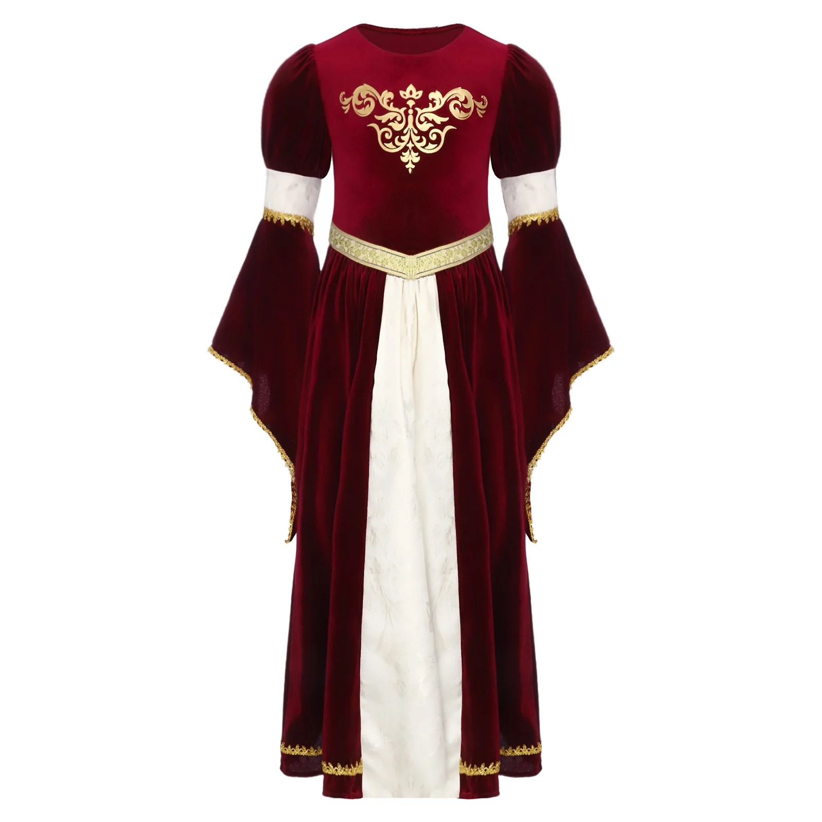 

Kids Girls Medieval Renaissance Velvet Dress Princess Queen Cosplay Costume Xmas Halloween New Year Carnival Party Dress Up
