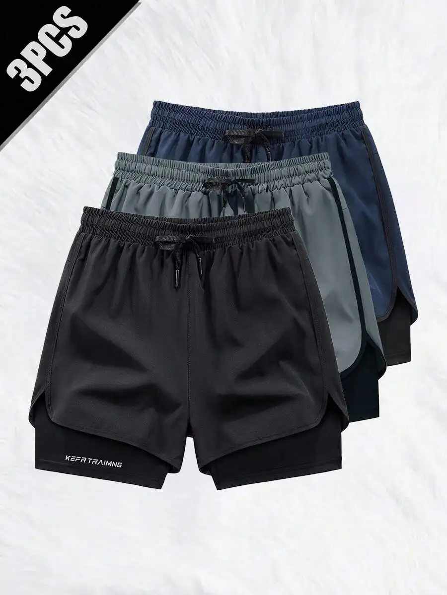

3-Pack Mens Athletic Shorts With Quick-Dry Inner Layer For Running, Training, And Gym Workouts