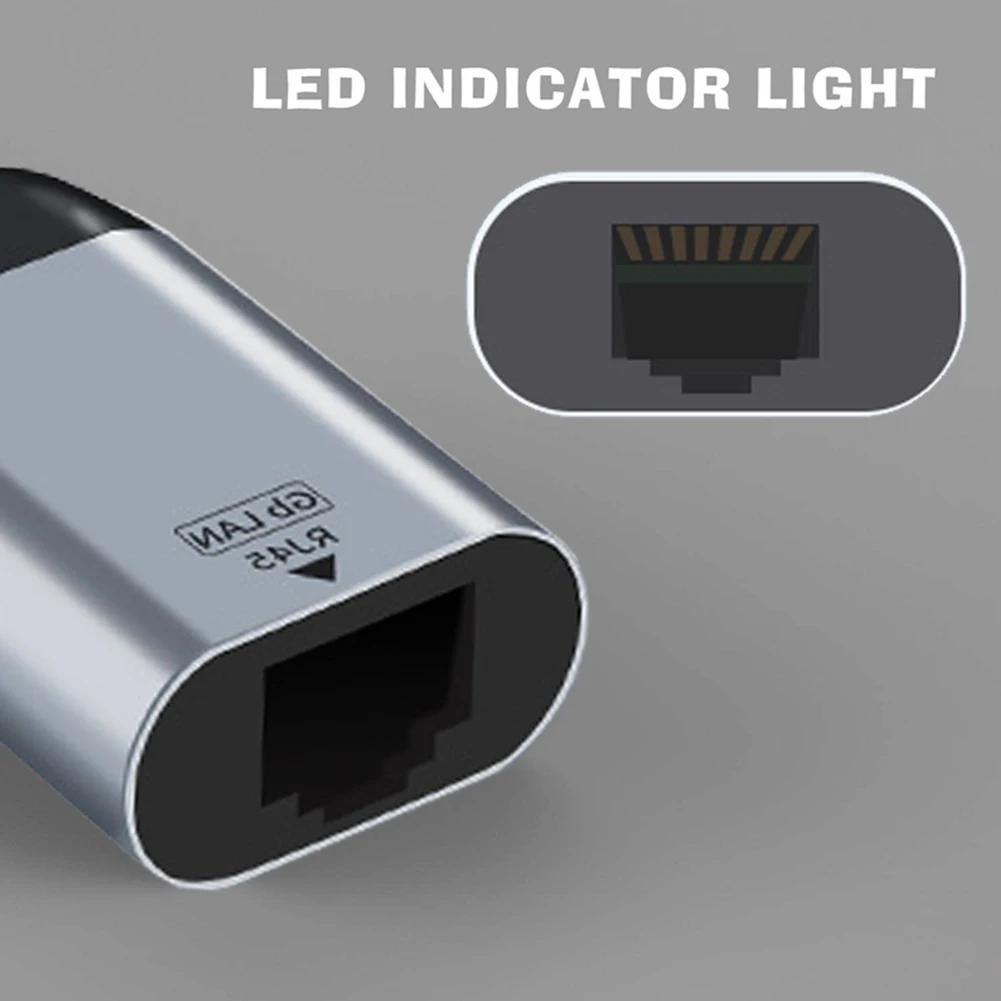 Hub de rede portátil, acessórios de liga de alumínio tipo-c cinza usb c para ethernet adaptador computadores 1-gigabit para thunderbolt 3