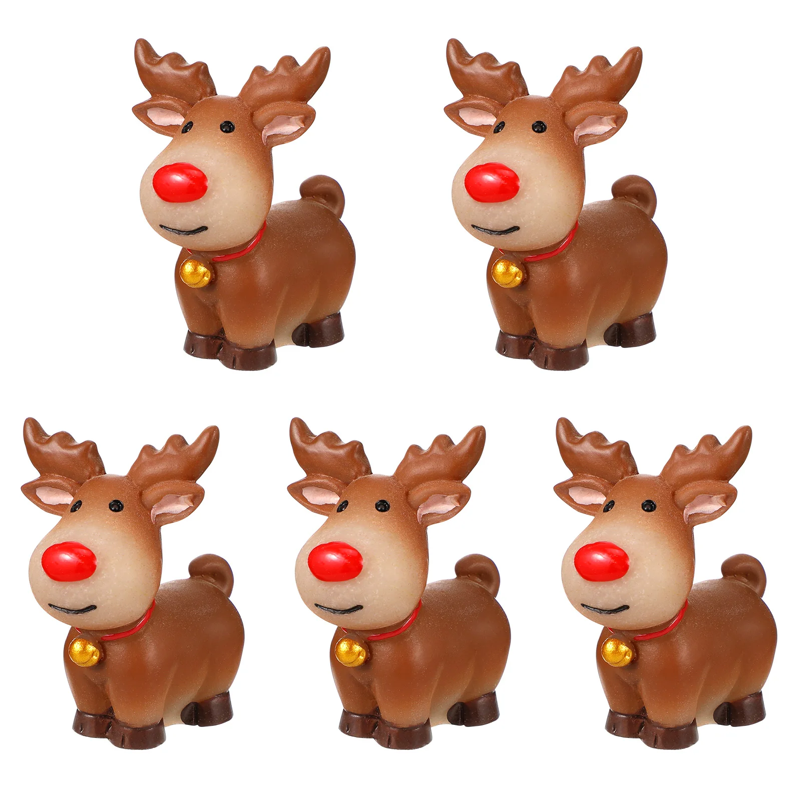 

5 Pcs Elk Sled Ornaments Standing Sculptures Miniature Resin Reindeer Christmas Decorations Minature Xmas Figures Statue Tree