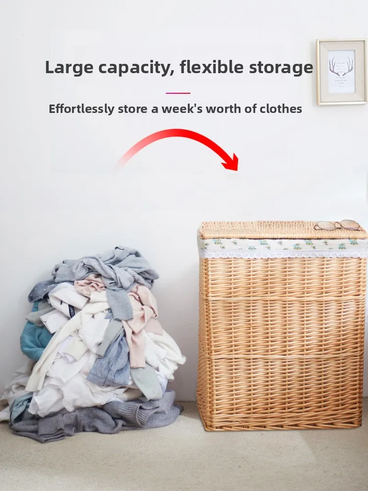 

Wier Laundry Basket Dir Clothes Storage Basket Handmade Basket Weaving Home Use Clothes Hamper Laundry Caddy Organizer