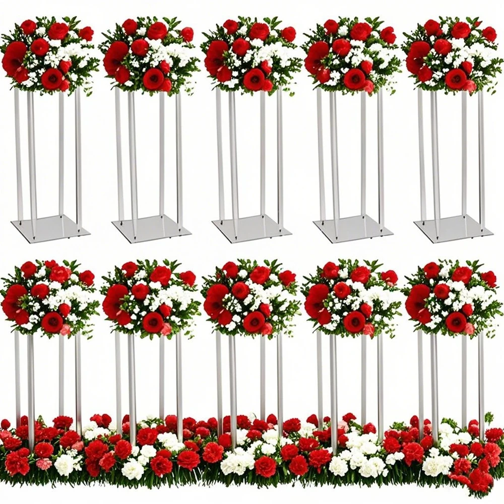 

4-10pcs)40-100cm)Clear Pedestal Tall Vases Acrylic Flower Stand Wedding Decoration Table Centerpieces Column Floral Pillar Displ