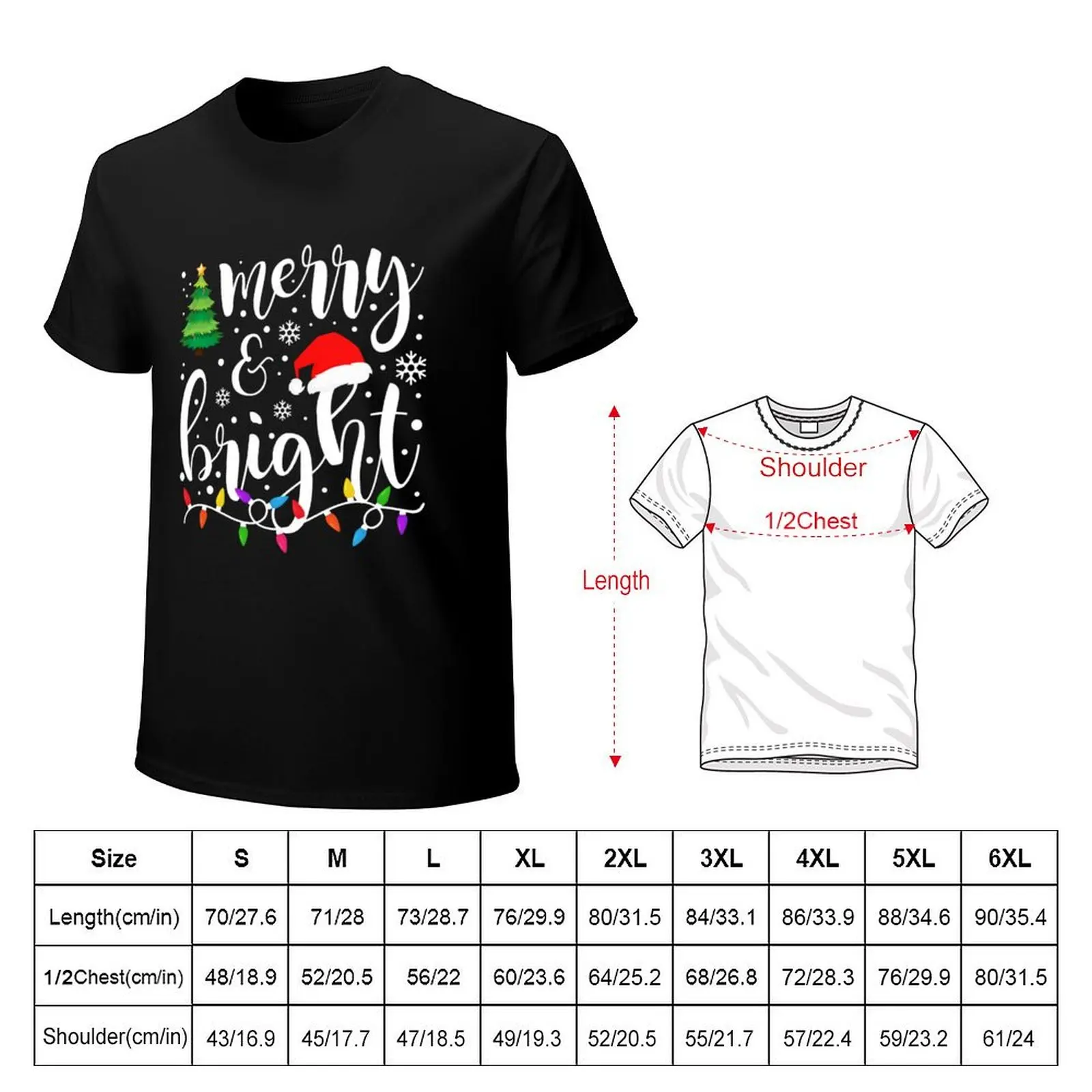 Merry and Bright Christmas Lights Funny Family Christmas T-Shirt boys whites sports fans oversizeds t shirts for men