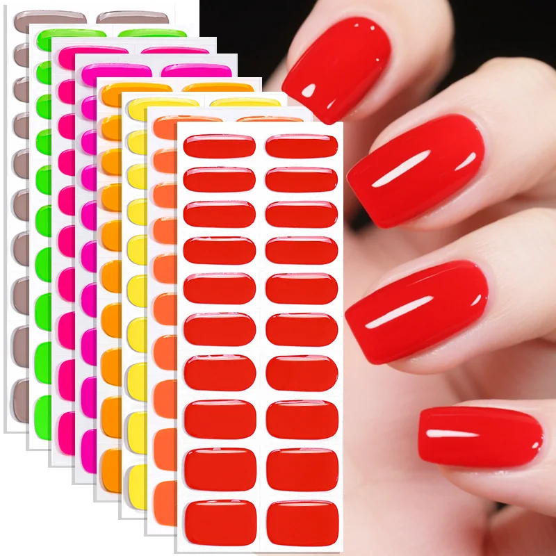 

Pure Color Semi Cured Gel Nail Strips Sparkly Shinning DIY Gel Polish Stickers for Nails Works with UV/LED Nail Lamps