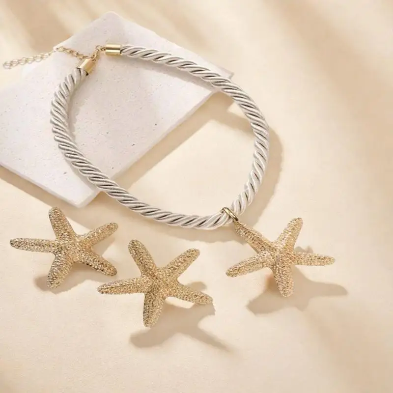 بوهو الملونة قطرة الزيت المعدنية الكبيرة نجم البحر قلادة حبل قلادة سلاسل للنساء الصيف مجموعة مجوهرات الأزياء الهدايا