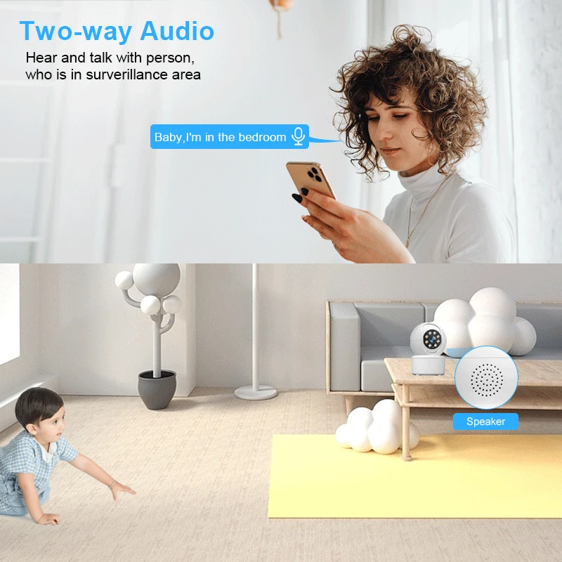 Smar Bluetooth Connecting 3MP Cloud Wireless IP Camera Smart Home Color Night Auto Tracking Surveillance Security Baby Monitor