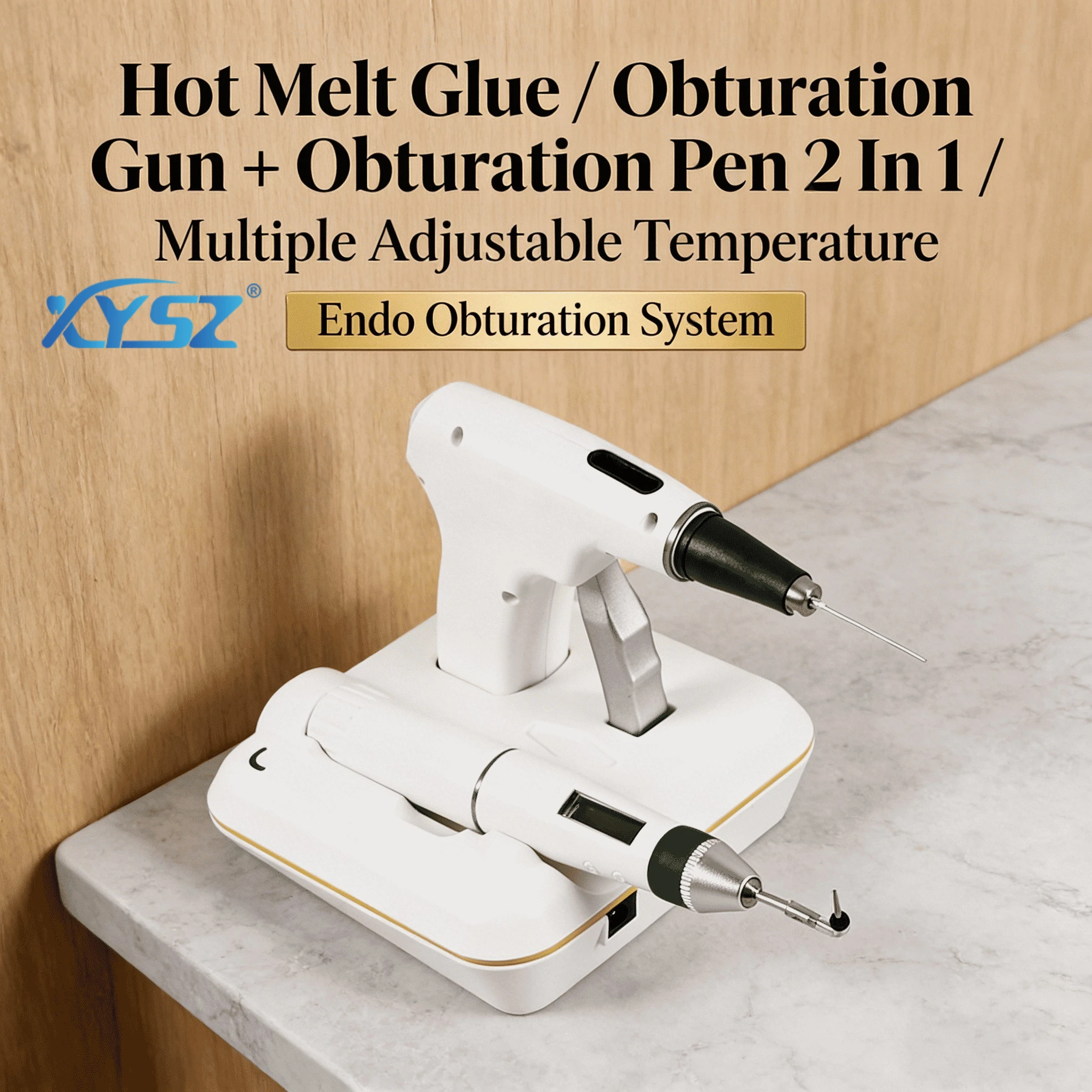 XYSZ Dental Wireless 2 In 1 Endo Obturation System Hot Melt Glue Pen&Gun Heated Gutta Hanger Shutter Heating Temperature Tools