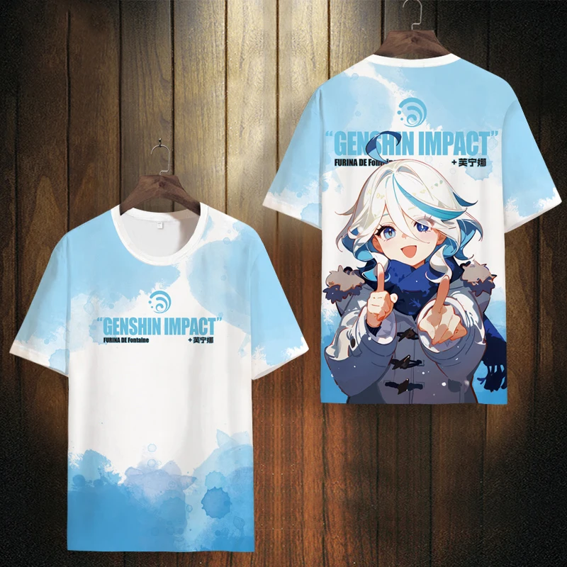 Popular Genshin Impact Furina T-shirts 3D Print Men/Women Anime Game T shirt Casual Harajuku O-Neck Short Sleeve Y2k Top Kid Tee