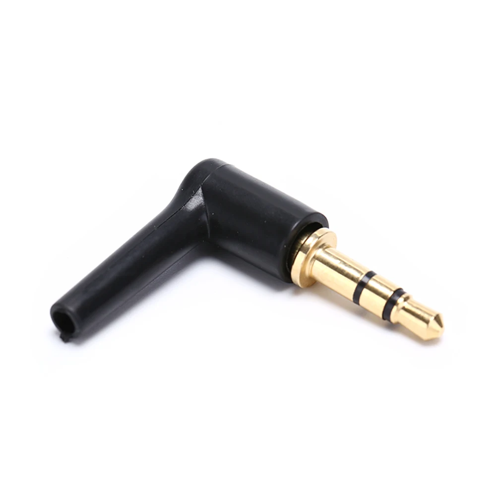 2pcs/lot 90 Degrees stereo headset plug jack 3 4 pole 3.5 Gold Plated Black Audio Plugs Jack Adaptor Connector 3.5mm
