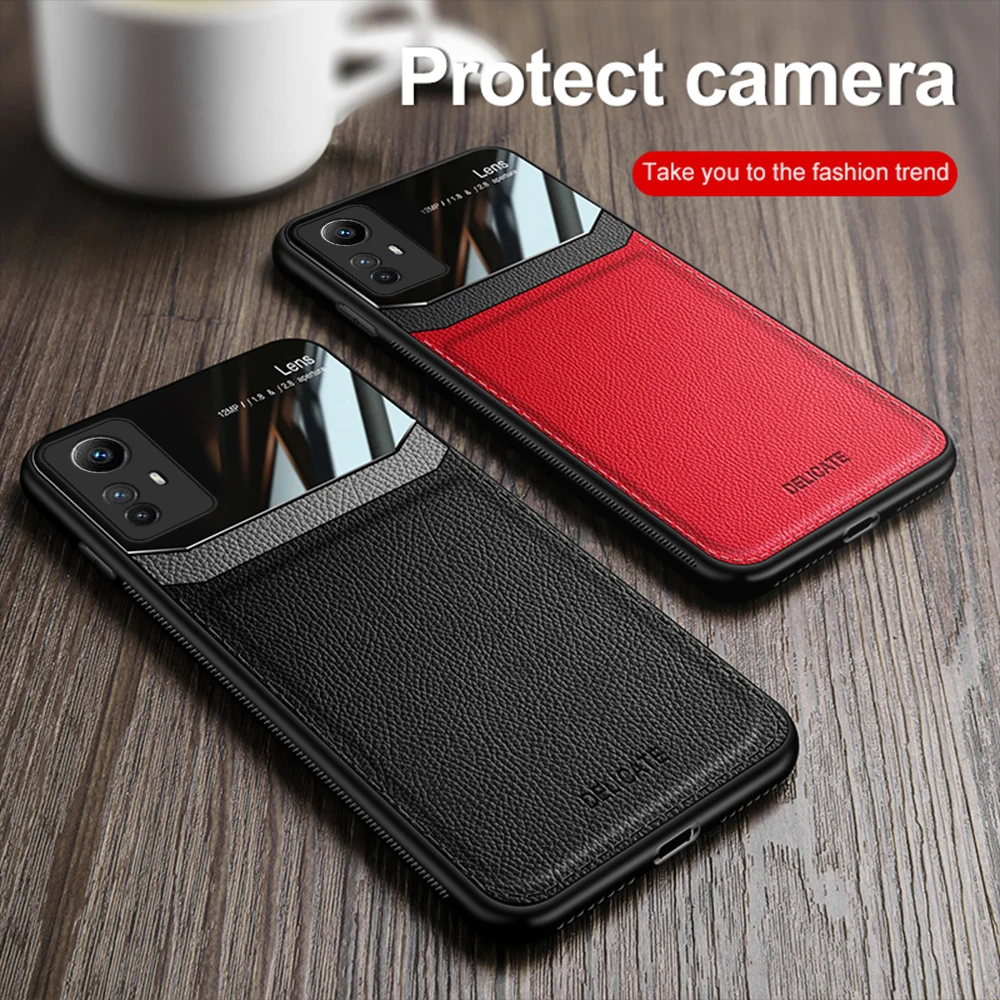 For Xiaomi Redmi Note 12S 4G Case Acrylic Splice Leather Soft Frame Back Cover On Redmy Note12S Not 12S 12 S 4G Shockproof Coque