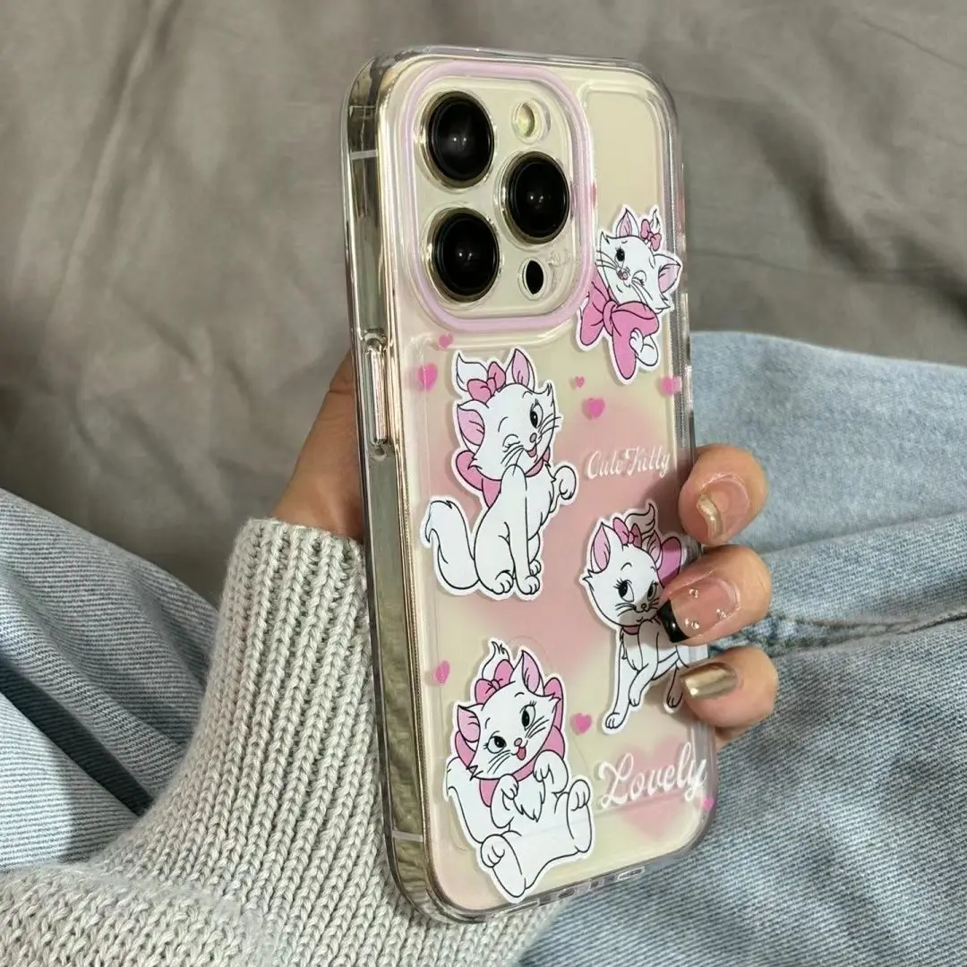 Sanrio Full Screen Lovely Four Only Mary Cat For iPhone 15 14 13 12 16 Pro Max XS XR 7 8 Plus Clear Anti Drop iPhone 14 Case Y2k