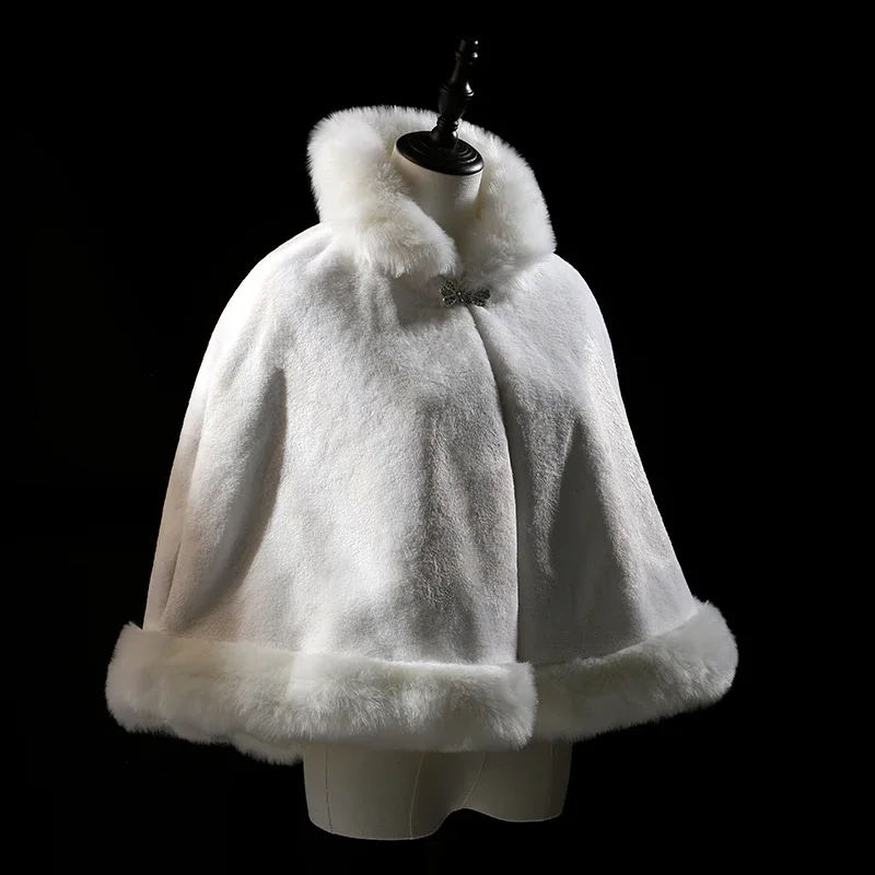 Chal de novia blanco, chaqueta de boda y vestido de noche, capa a juego de invierno