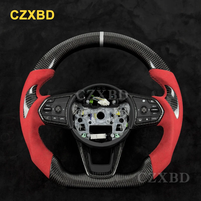 

Серебряный маркер для Acura TLX Aspec, настоящее глянцевое черное рулевое колесо из углеродного волокна, высококачественное спортивное колесо по индивидуальному заказу