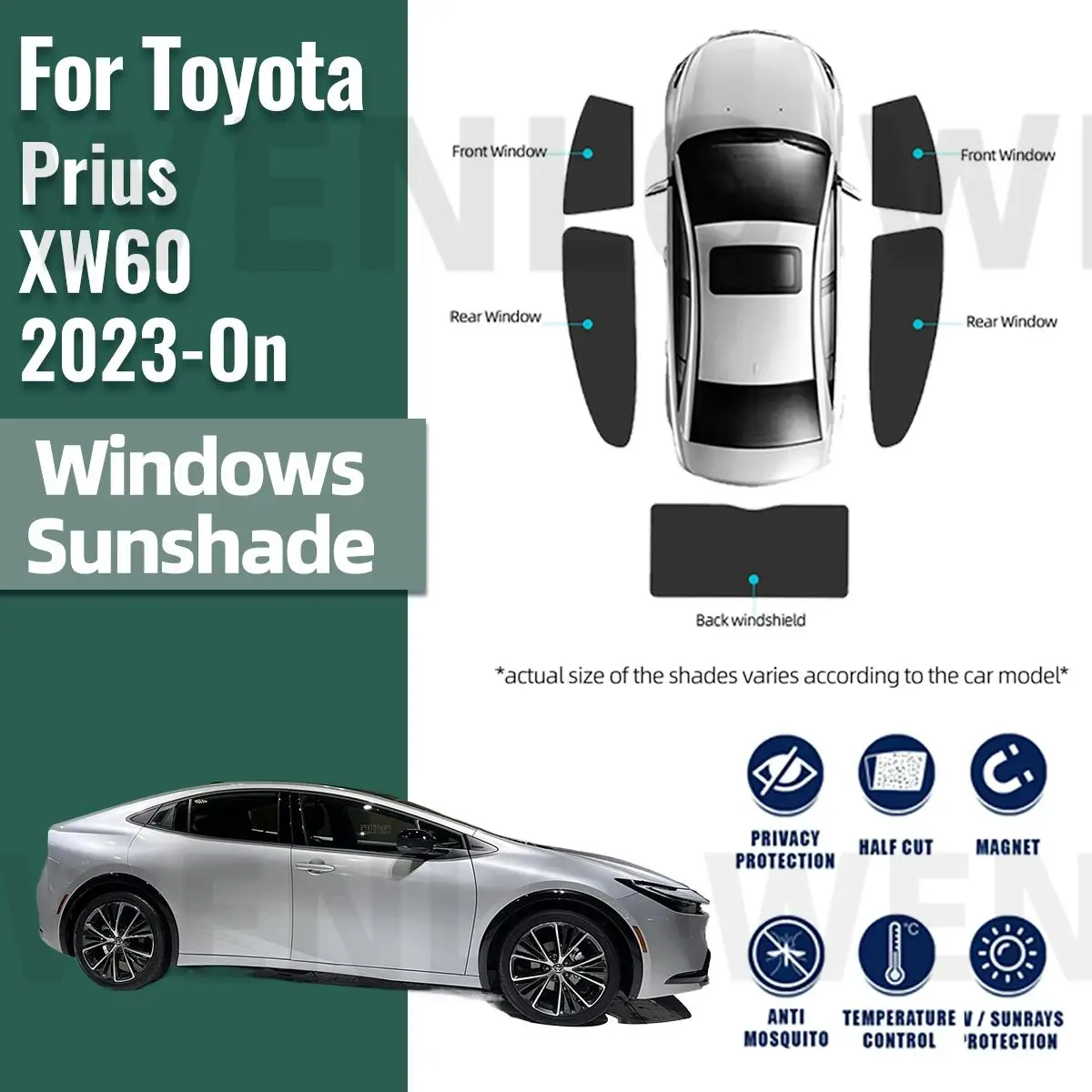 

For Toyota Prius XW60 2023 2024 Magnetic Car Sunshade Visor Front Windshield Curtain Rear Side Baby Window Sun Shade Shield