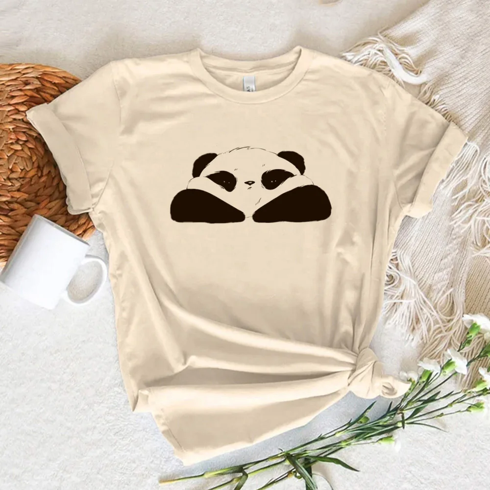 Camiseta de Panda para mujer, ropa de calle de verano, divertida camiseta de manga cómica para niña