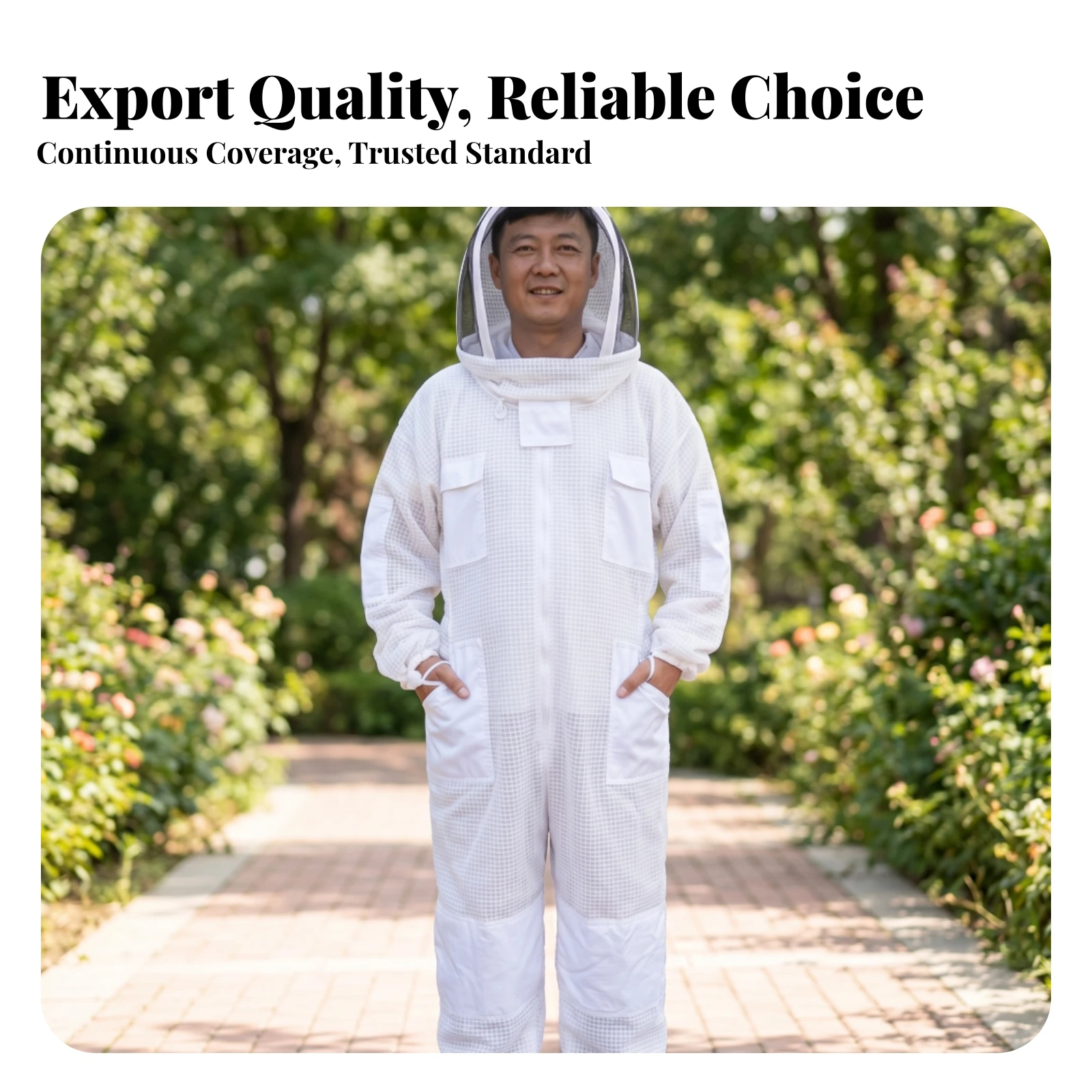 Beekeeper Coverall White Full-Body Hooded Coverall Beekeeper Suit with Veil Detachable Veils Bee Defensive Suit for Beekeepers