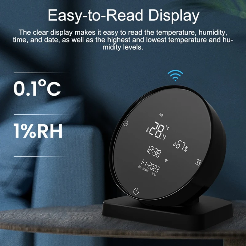 Tuya-Detector de temperatura y humedad recargable por USB, higrómetro para habitación de bebé, pantalla LCD, controlador IR, fácil de usar, WIFI