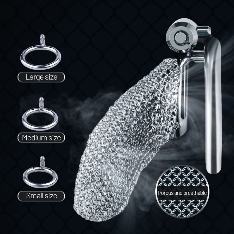 Metal Mesh Male Chastity Cage CB Penis Lock Stainless Steel Hidden Lock Design Adult Bondage Prevent Cheating Sex Abstinence Toy