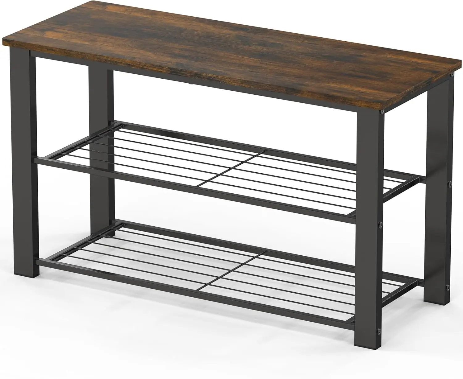 

Скамейка для хранения обуви в деревенском стиле с коричневой деревянной столешницей для прихожей, простая мебель для дома