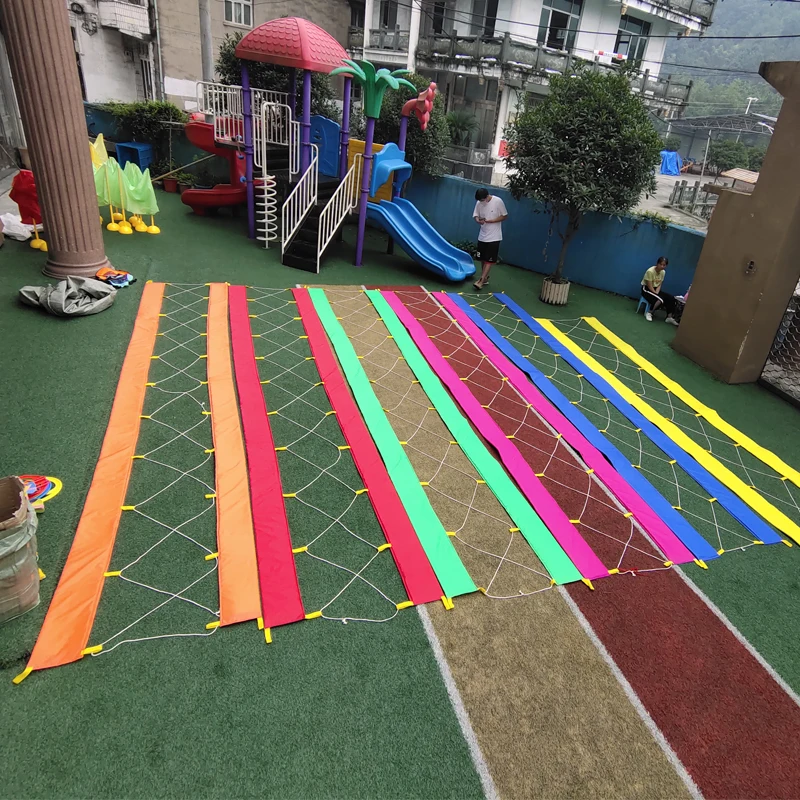 Kindergarten Kids Child Hopscotch Crossing Net Crawl Outdoor Games Mat Pad Sensory Toys Safety Running Training Team Fun Sports