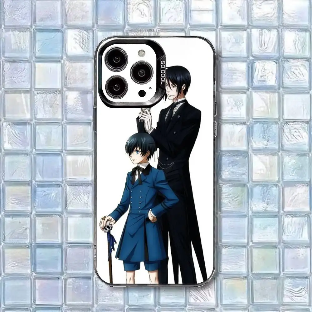 Casing Ponsel Anime Hitam B-ButlerS Untuk iPhone17,16,15,14,13,12,11 Plus,Pro Max Putih Matte Tahan Banting