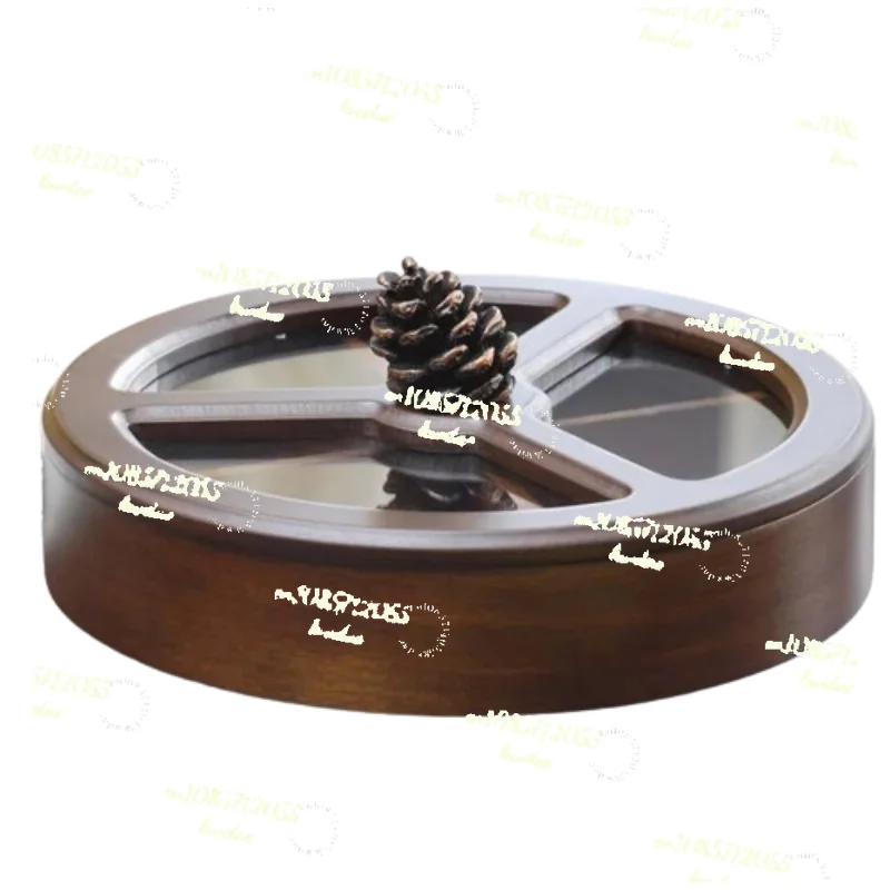 

Коробка для хранения еды вращающаяся из массива дерева, контейнер для орехов, бобов, конфет, сухофруктов, закусок, десертов, 2 уровня, съемный разделенный лоток