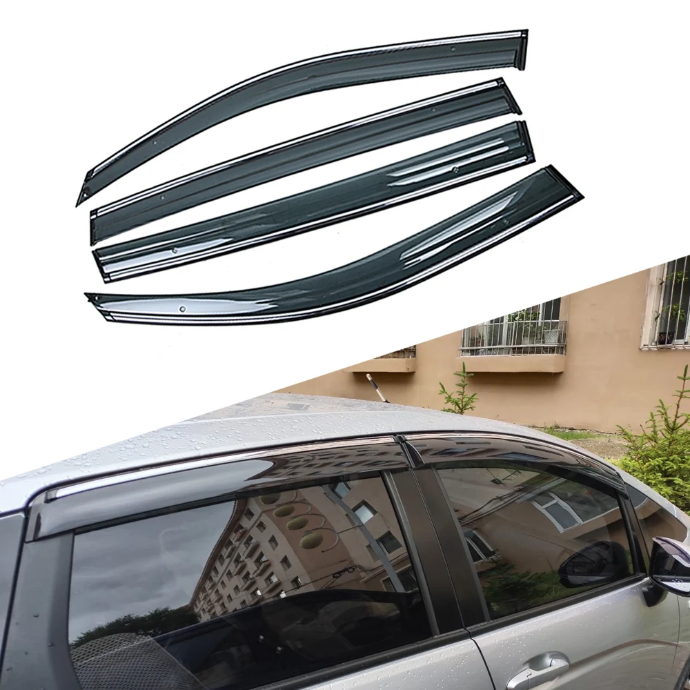 For HONDA JAZZ FIT Hatchback 2014-2020 Car Window Sun Rain Shade Visors Shield Shelter Protector Cover Frame Sticker Accessories