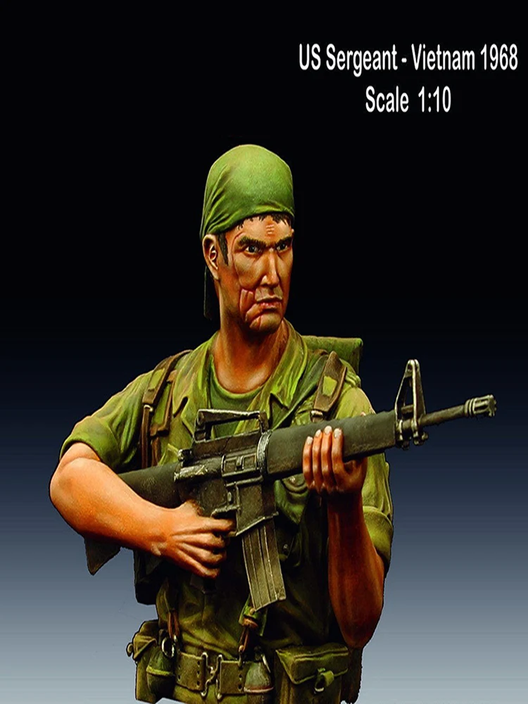 Unpainted Kit  1/10 US Sergeant, Vietnam soldier bust not with base    Resin Figure miniature garage kit