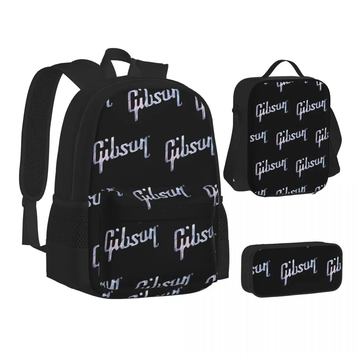 

Gibson Les Paul Backpacks Boys Girls Bookbag Children School Bags Kids Rucksack Lunch Bag Pen Bag Three-Piece Set