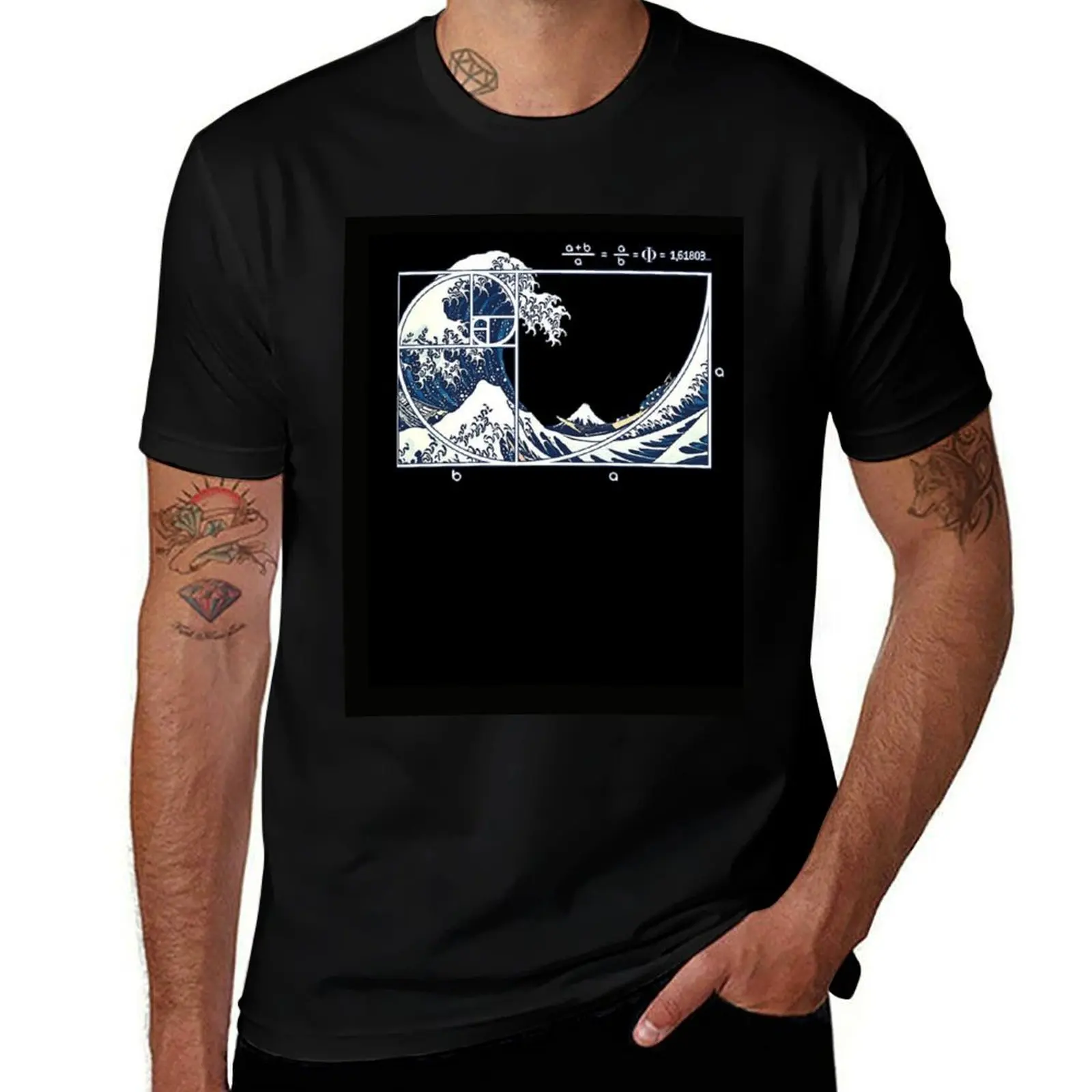 The Great Fibonacci Wave T-Shirt man graphic t shirt t shirts with prints t shirts for man slim fit T-shirt