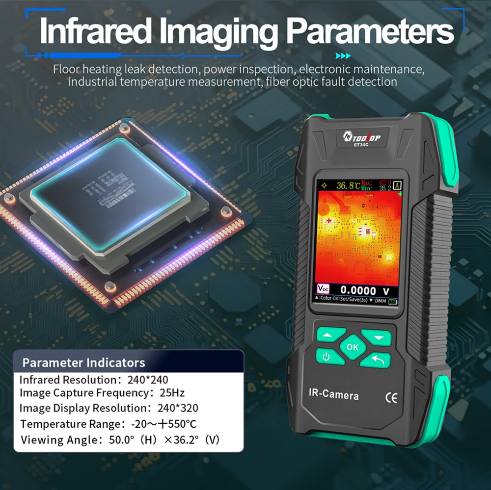 TOOLTOP Smart Infrared Thermal Imager ISR 240*240 Magnetic Macro Lens Precision Thermal Imaging Camera For PCB HVAC Pipe Inspect