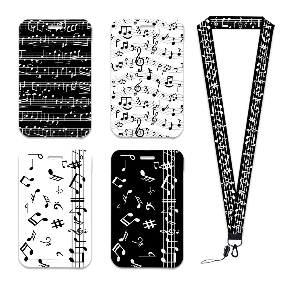 Music Signs Patterns Lanyards ID Badge Holder Strap Work Card Bus Access Card Holder Keychains Accessories