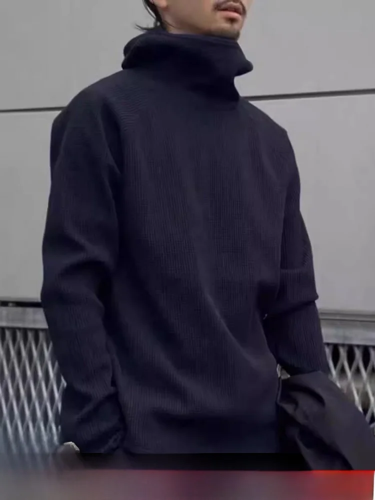 

AMASSRUVE Heavyweight Hooded High Collar Lightweight Elastic Men's Sweatirt Autumn Winter Polka Dot id Pattern Breathable