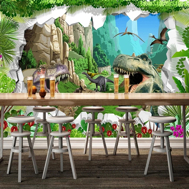 Custom Mural 3D Cartoon Dinosaur Children's Room Bedroom Photo Self Adhesive Wallpaper Living room sofa TV background restaurant