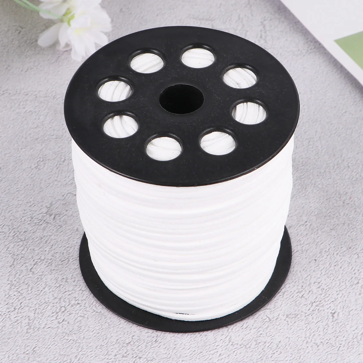 1 لفة 2.6 مللي متر سلك من جلد الغزال الصناعي DIY بها بنفسك صنع المجوهرات القلائد والأساور المشاريع الحرفية سلسلة اصطناعية مسطحة سوداء #3