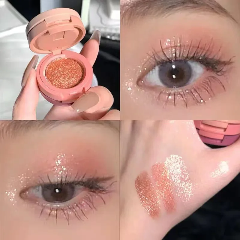 Paleta de maquillaje de tres capas, sombra de ojos nacarada mate, resaltador de colorete, paleta todo en uno para iluminar la piel