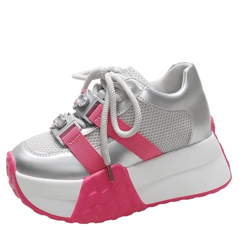 

Женская обувь в европейском стиле, весна-лето 2025 года, новинка онлайн, дышащая обувь для папы увеличенной высоты 8C, спортивная повседневная обувь, модная