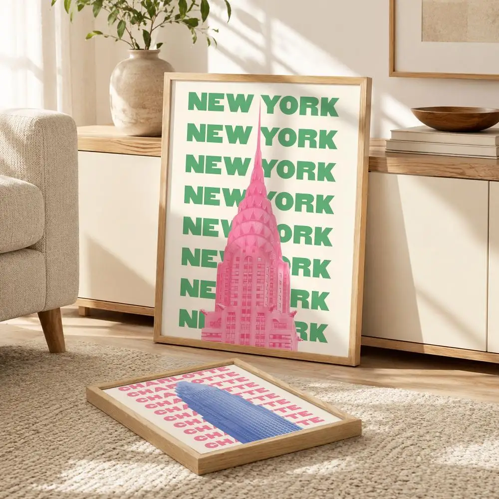 Trendy Travel Print New York San Francisco Japan Poster Modern PP Paper Wall Decorative for Cafe Office Bar Home Wall Decor Gift
